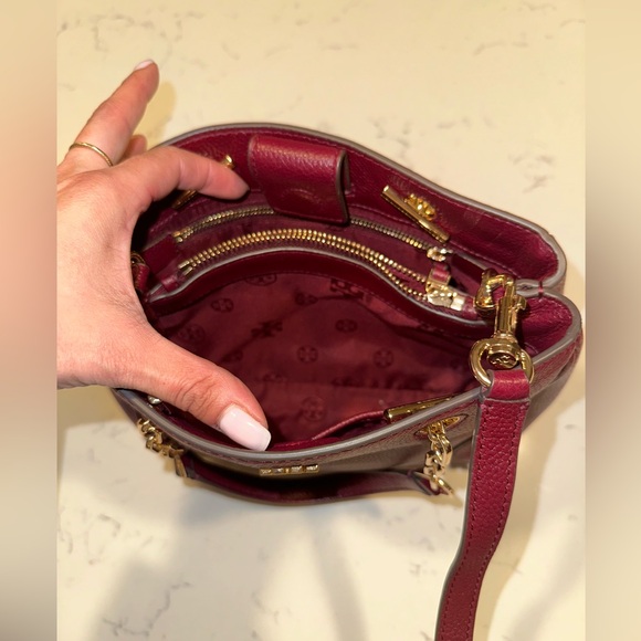 Tory Burch mini top handle with crossbody strap - in burgundy - Picture 2 of 10